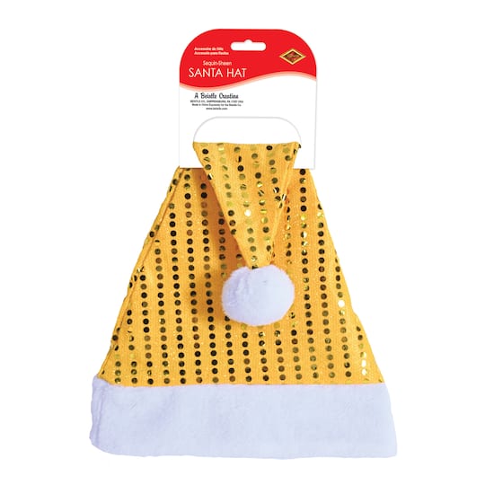 Besitle Gold Sequin Sheen Santa Hats, 2ct.